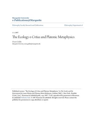 The Ecology O Critias and Platonic Metaphysics