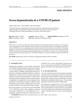 Severe Hyponatremia in a COVID-19 Patient
