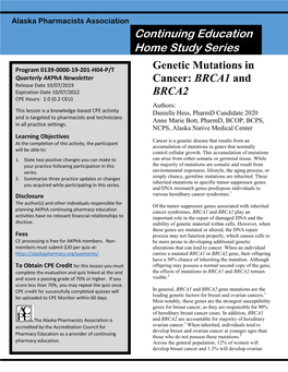 BRCA1 and BRCA2 Play an Activities Have No Relevant Financial Relationships to Important Role in the Repair of Damaged DNA and the Disclose