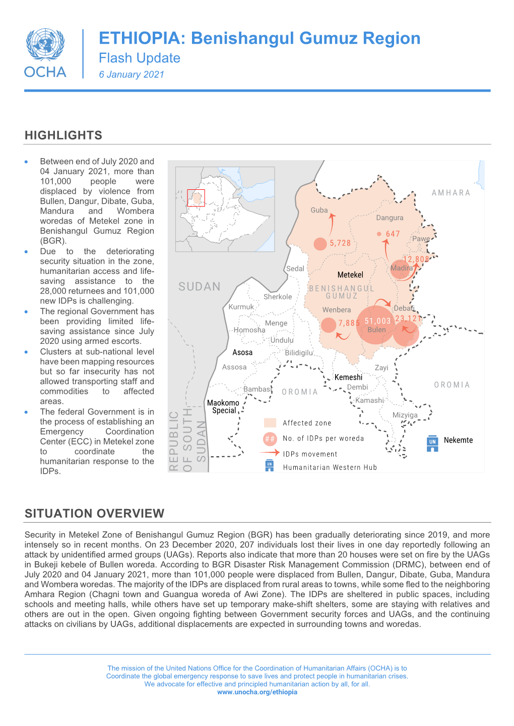 ETHIOPIA: Benishangul Gumuz Region Flash Update 6 January 2021