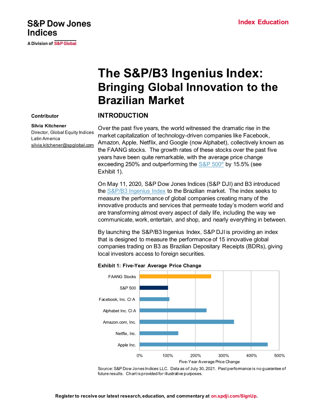 The S&P/B3 Ingenius Index: Bringing Global Innovation to the Brazilian