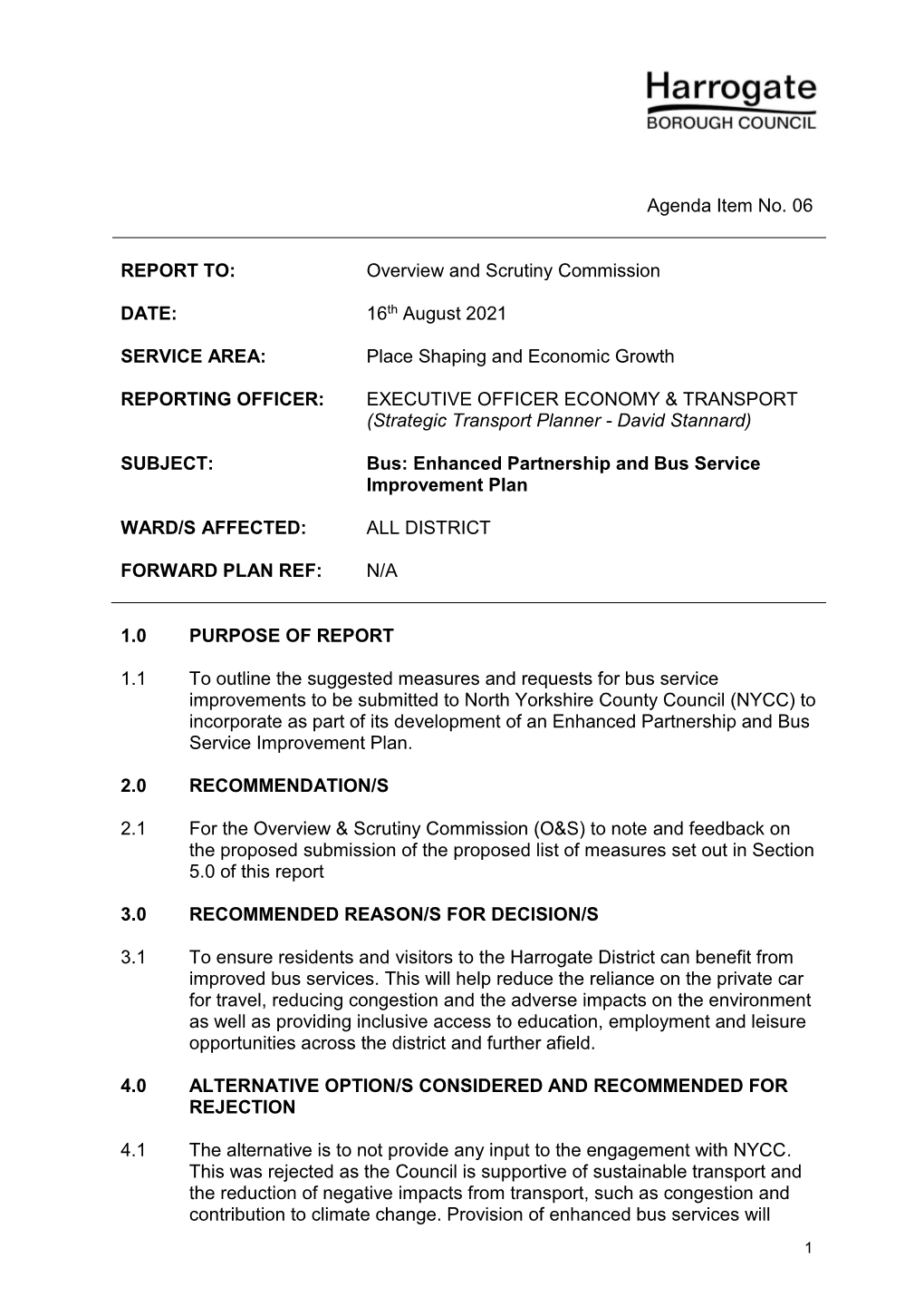 Enhanced Partnership and Bus Service Improvement Plan