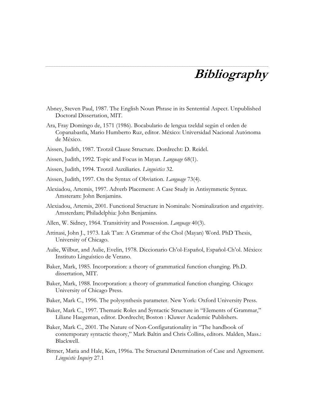 Bibliography Bibliography