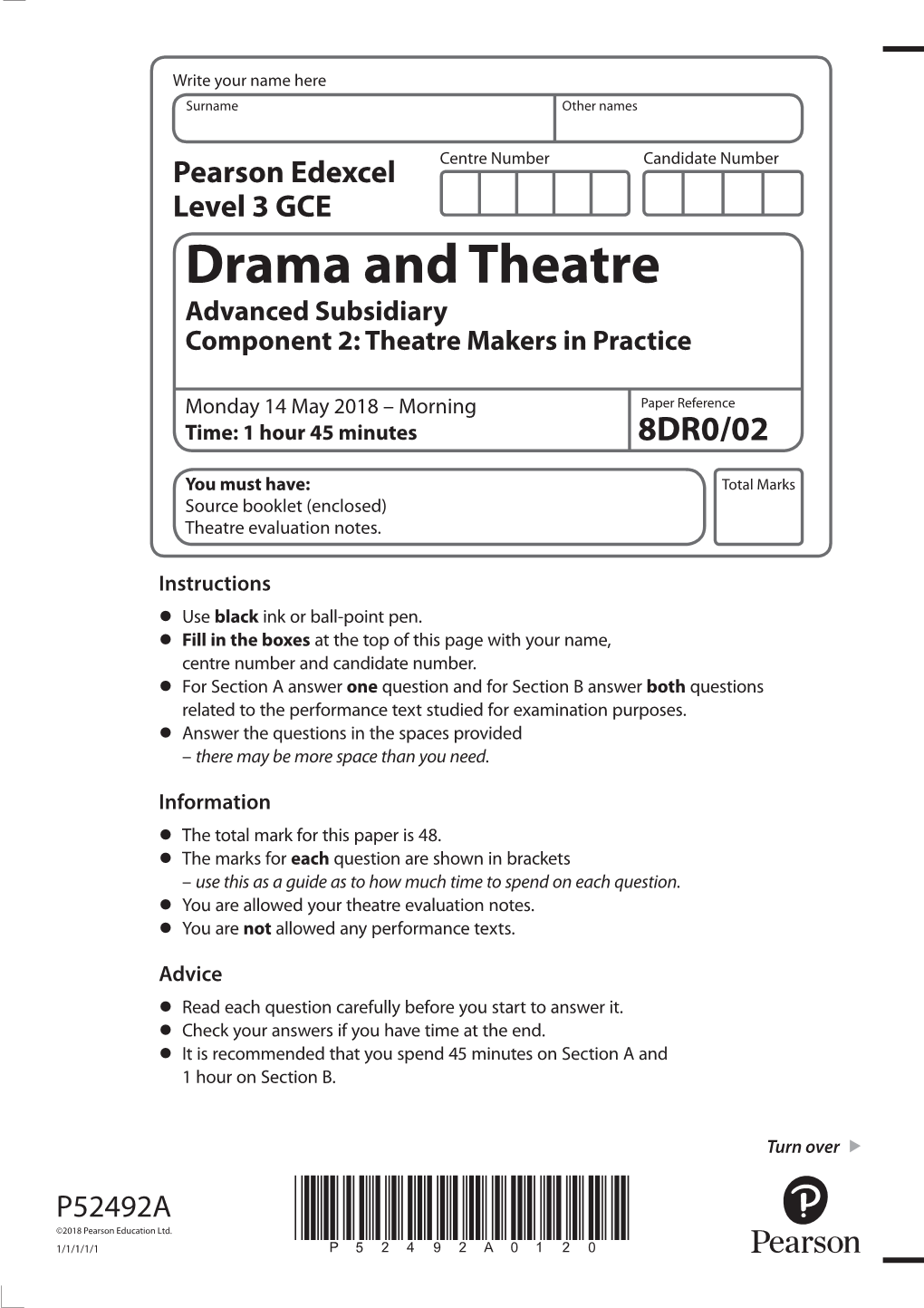 Drama and Theatre Advanced Subsidiary Component 2: Theatre Makers in Practice