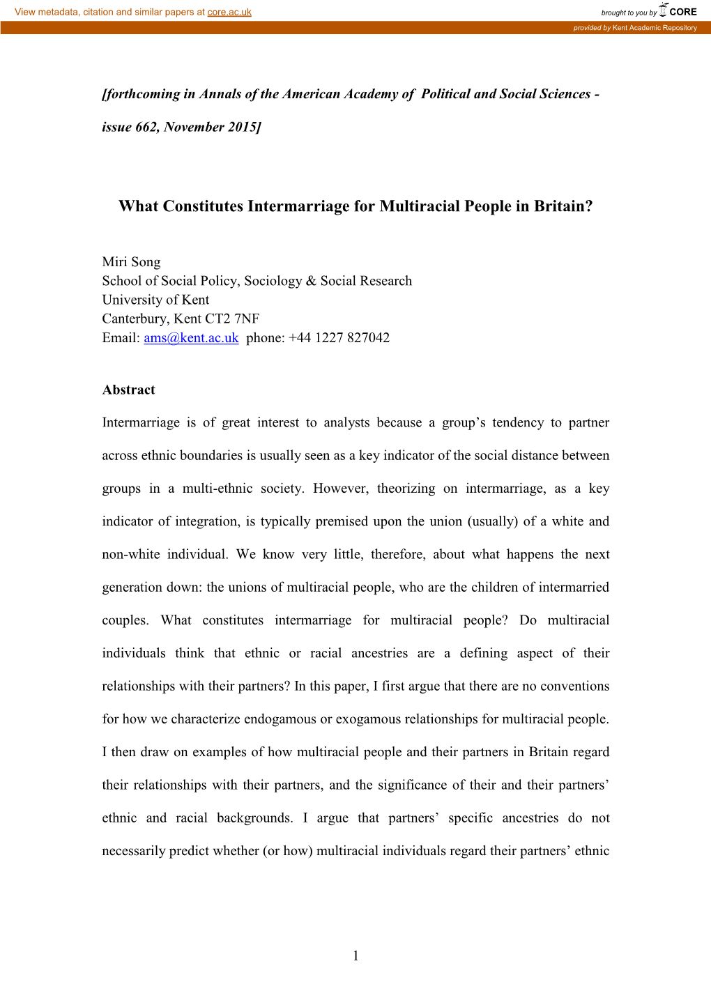 What Constitutes Intermarriage for Multiracial People in Britain?