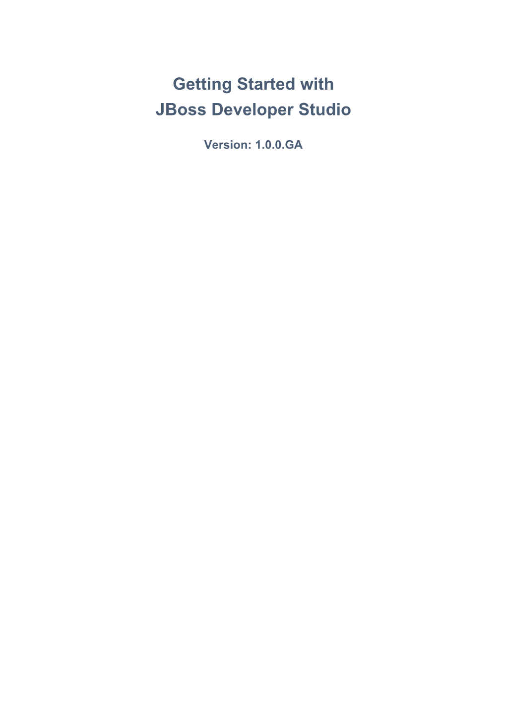 Getting Started with Jboss Developer Studio