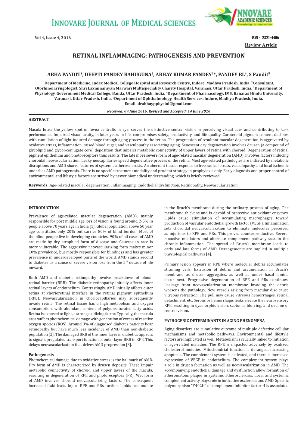 Retinal Inflammaging: Pathogenesis and Prevention