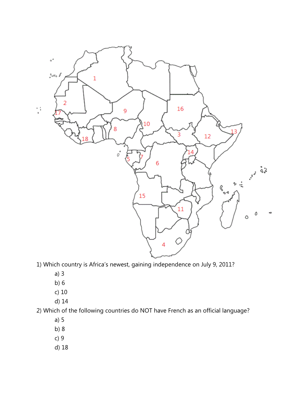 2) Which of the Following Countries Do NOT Have French As an Official Language?