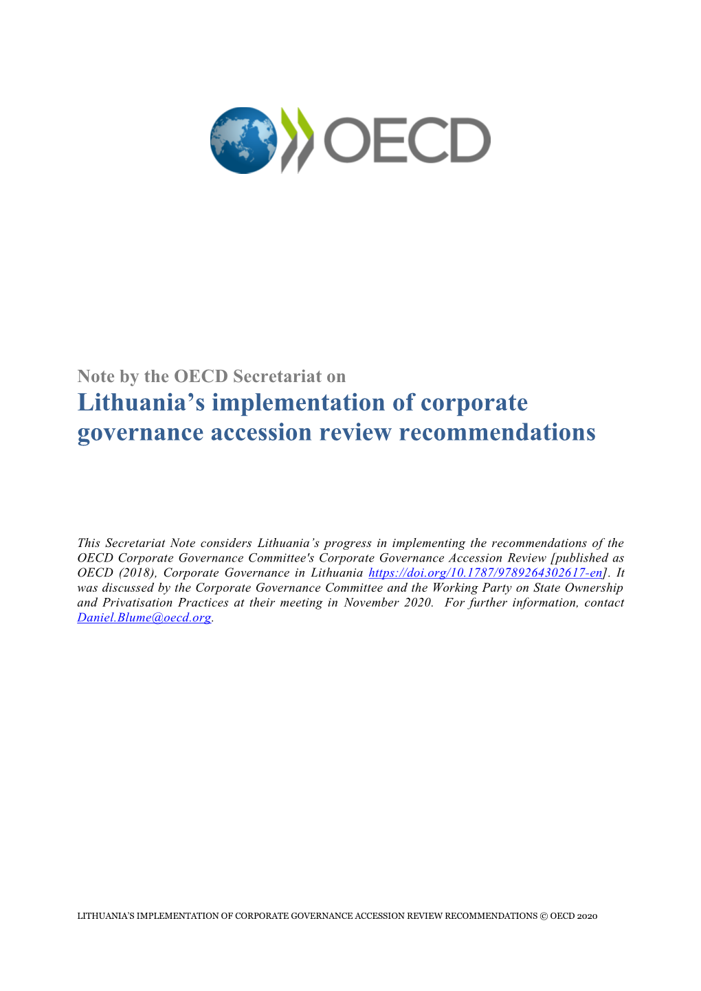 Lithuania's Implementation of Corporate Governance Accession Review Recommendations