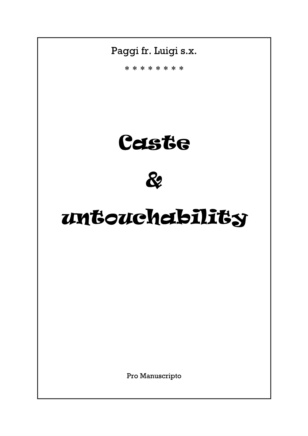 Caste & Untouchability