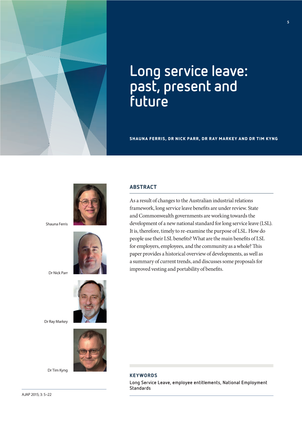 Long Service Leave: Past, Present and Future