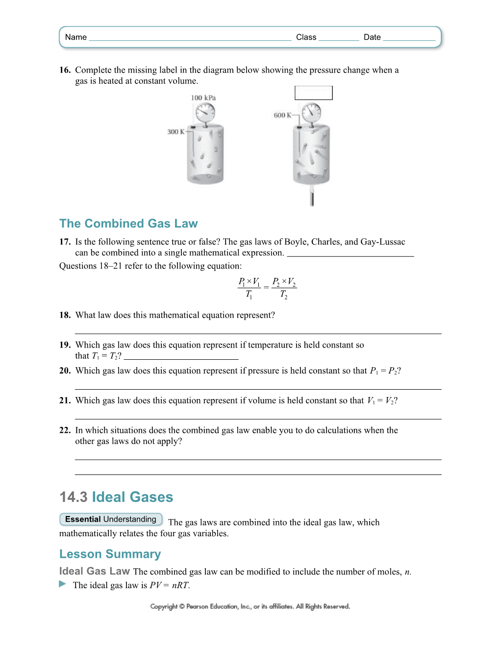 The Combined Gas Law