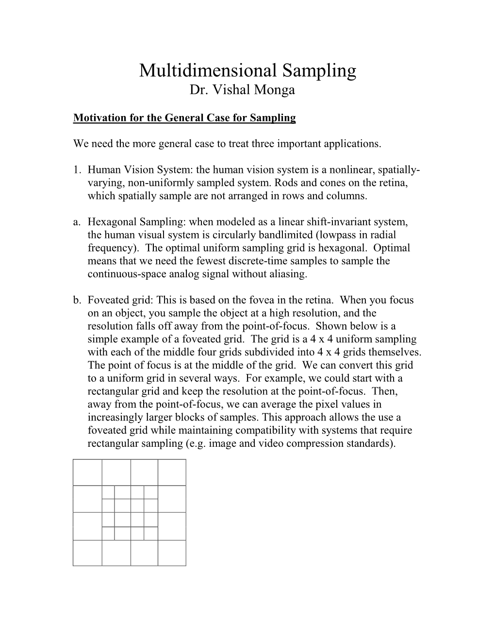 Multidimensional Sampling Dr