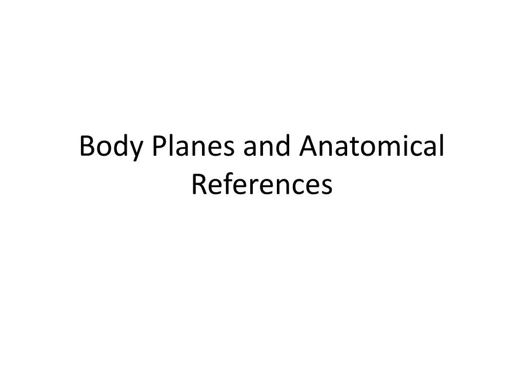 Body Planes and Anatomical References Anatomic References Body Direction