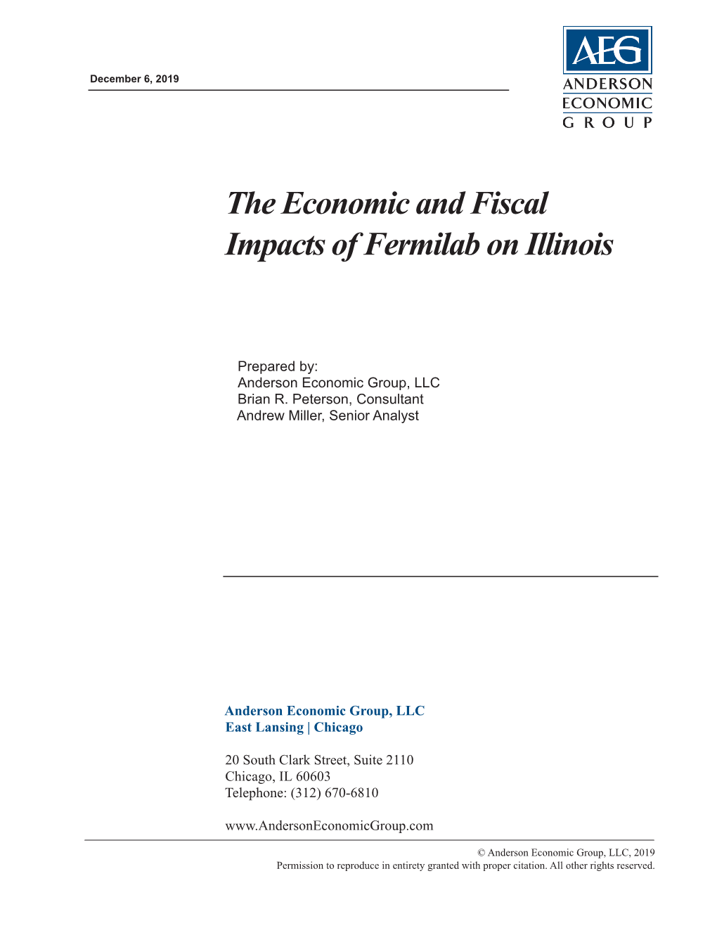 The Economic and Fiscal Impacts of Fermilab on Illinois