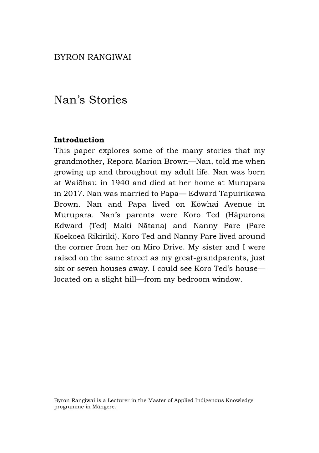 Nan's Stories