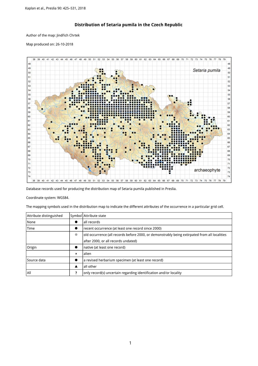 1 Distribution of Setaria Pumila in the Czech Republic