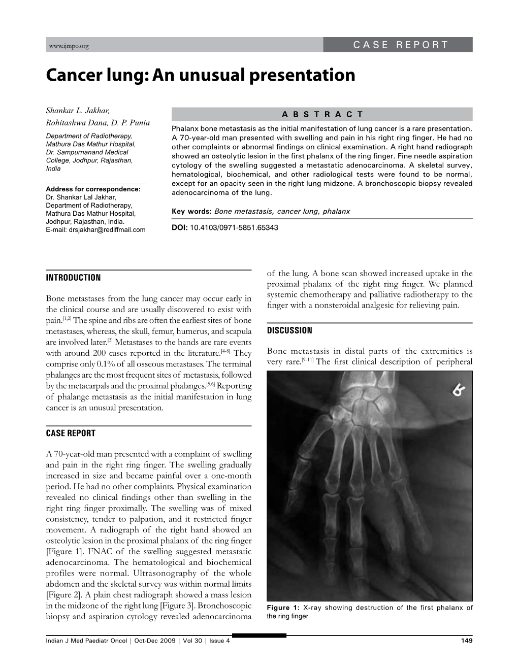 Cancer Lung: an Unusual Presentation