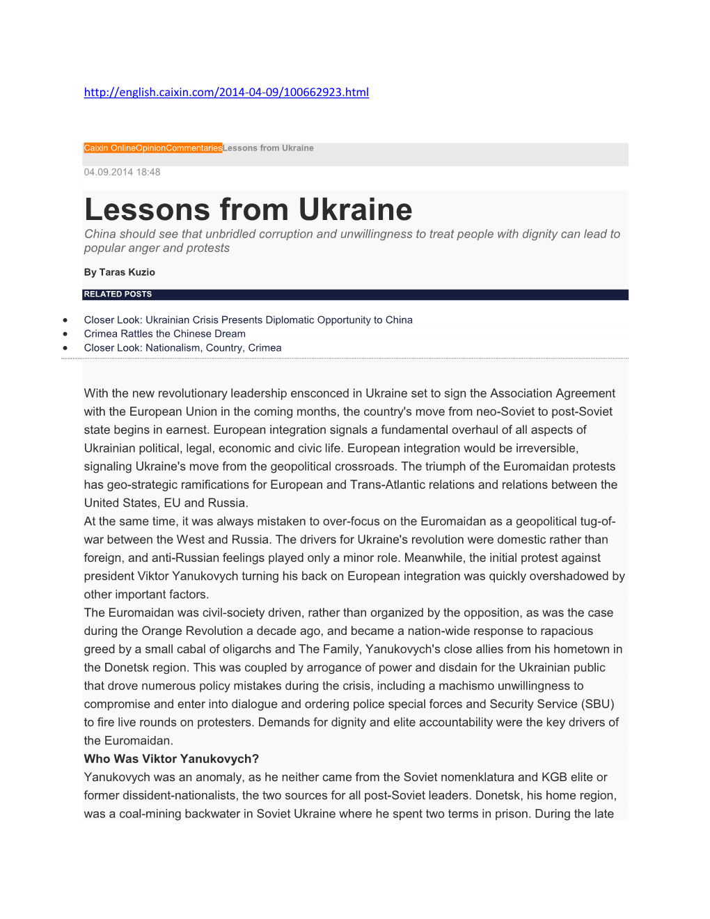 Lessons from Ukraine