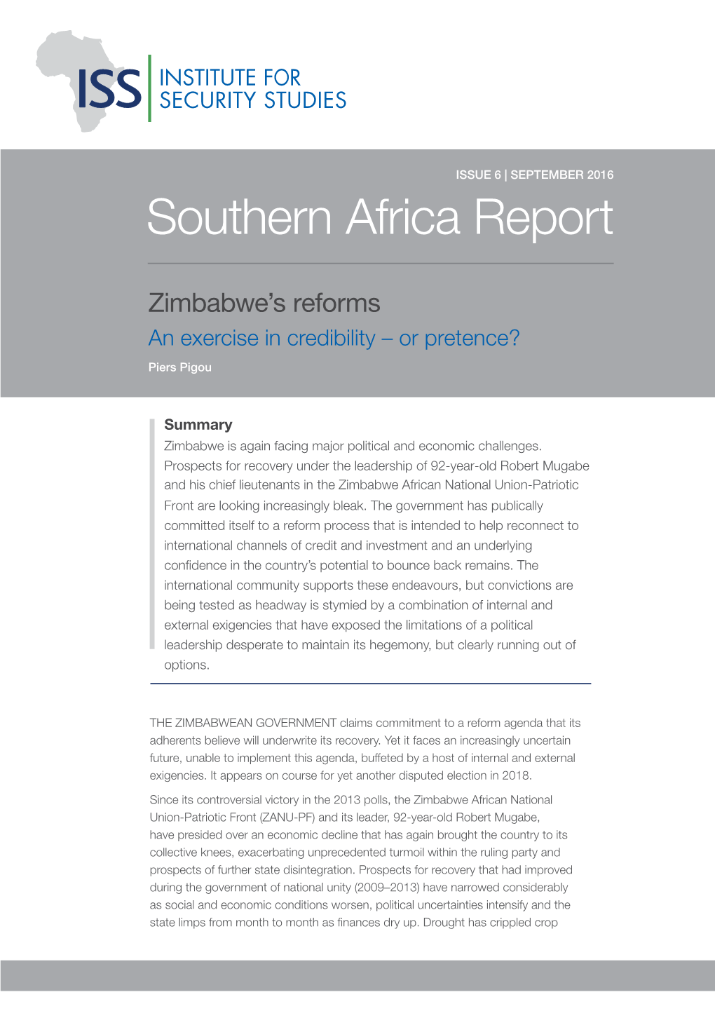 Zimbabwe's Reforms: an Exercise in Credibility