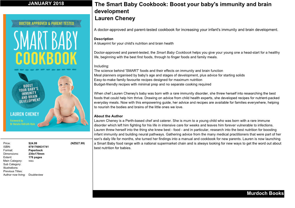 The Smart Baby Cookbook: Boost Your Baby's Immunity and Brain Development Lauren Cheney