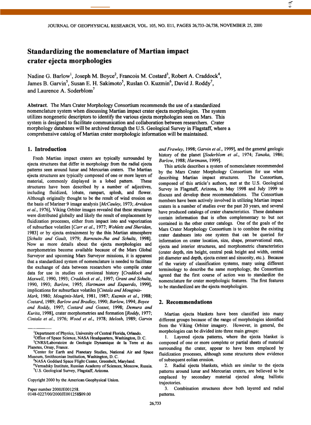 Standardizing the Nomenclature of Martian Impact Crater Ejecta