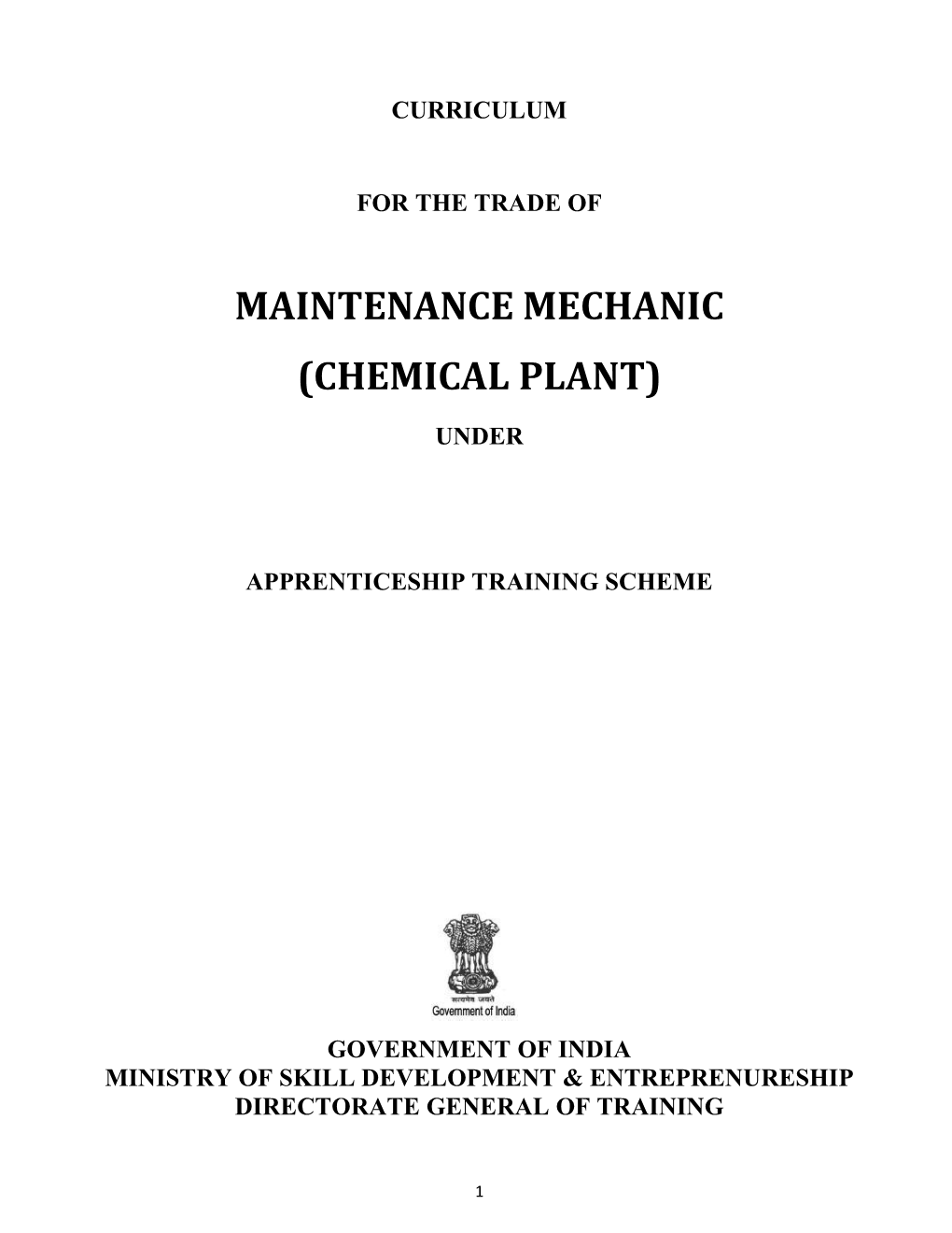 Maintenance Mechanic (Chemical Plant)