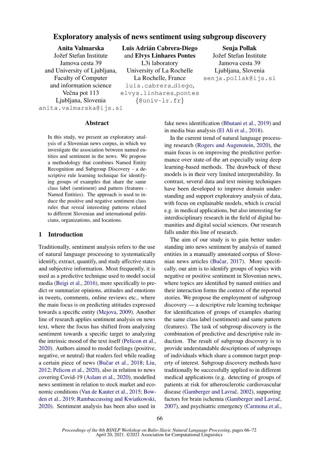 Exploratory Analysis of News Sentiment Using Subgroup Discovery