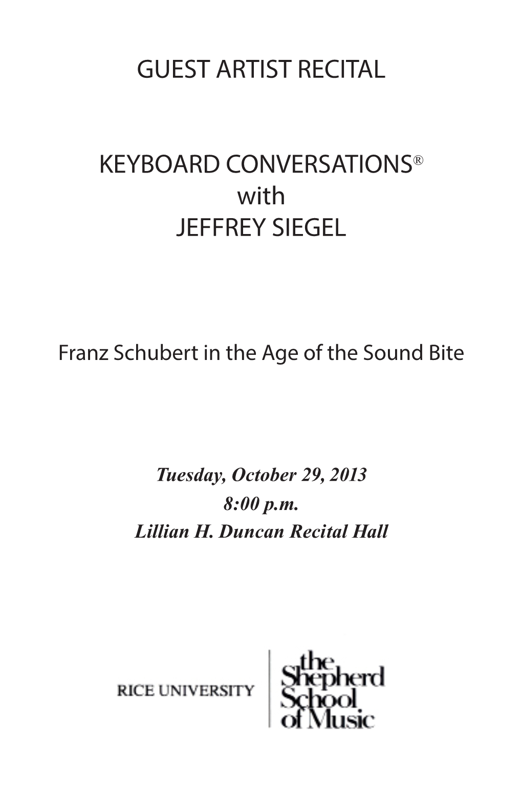 GUEST ARTIST RECITAL KEYBOARD CONVERSATIONS? With