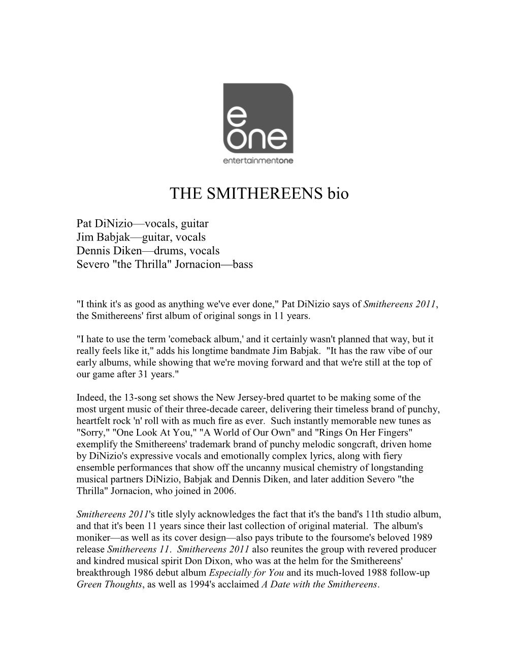 THE SMITHEREENS Bio