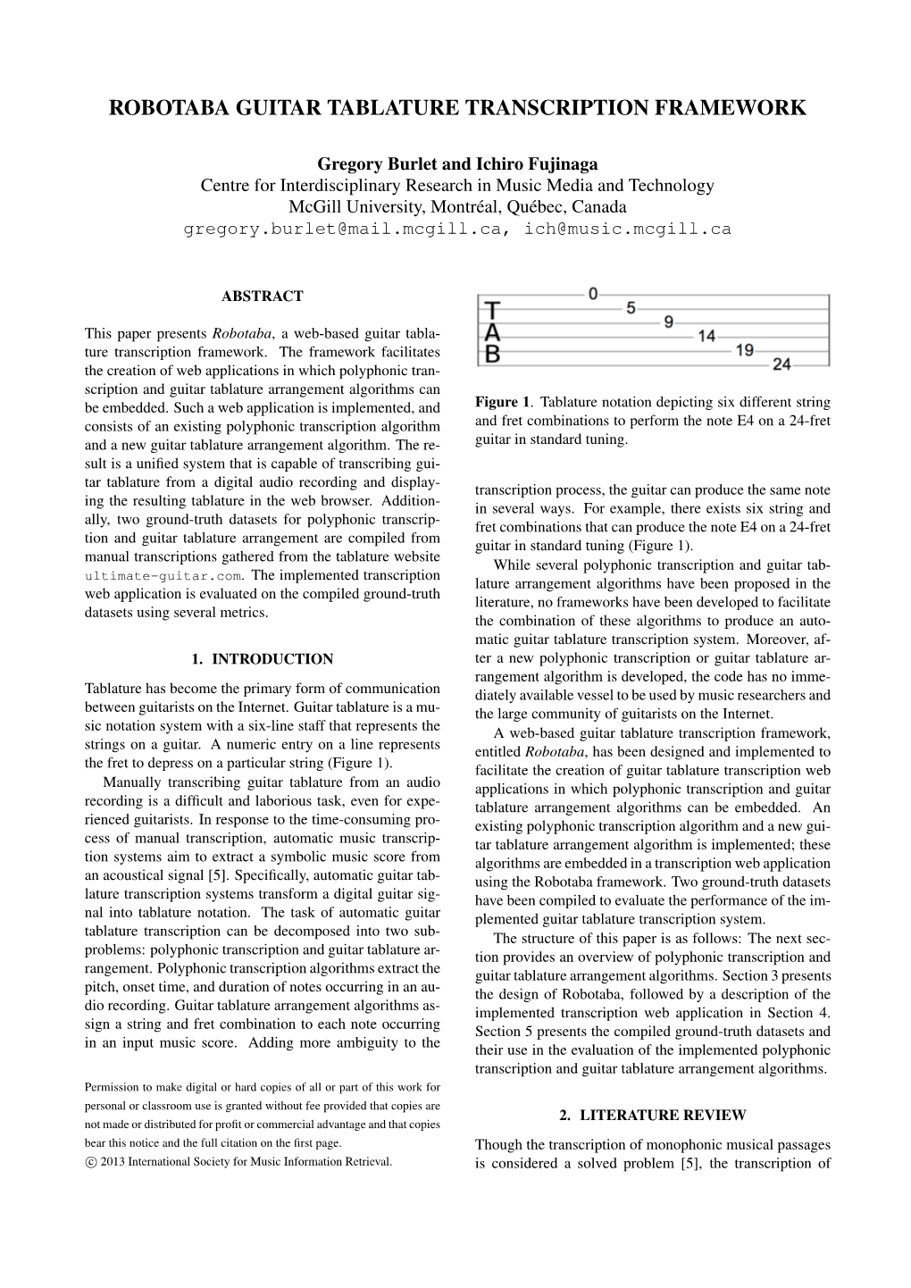 Robotaba Guitar Tablature Transcription Framework