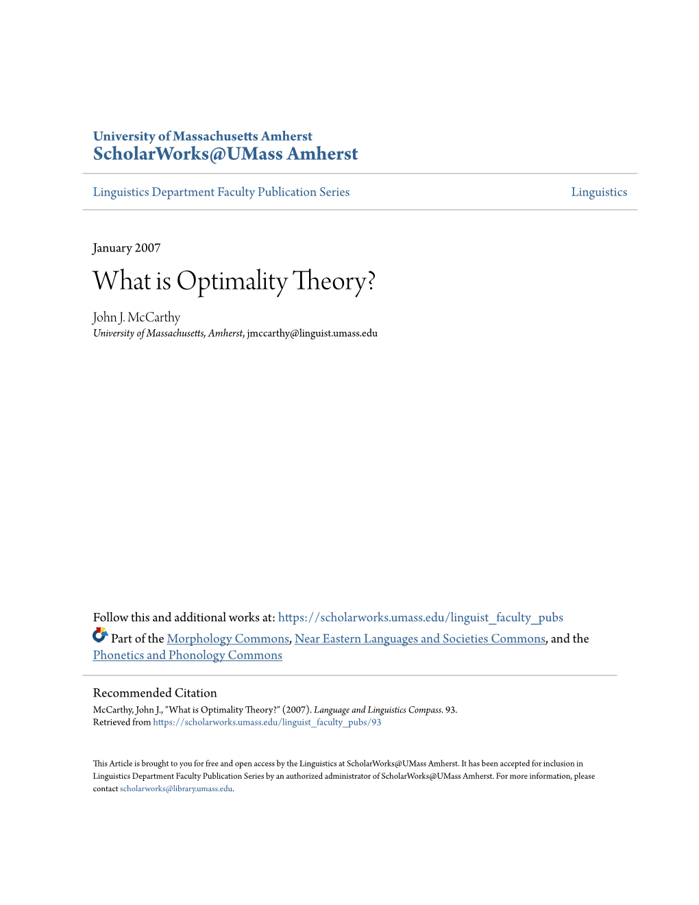 What Is Optimality Theory? John J