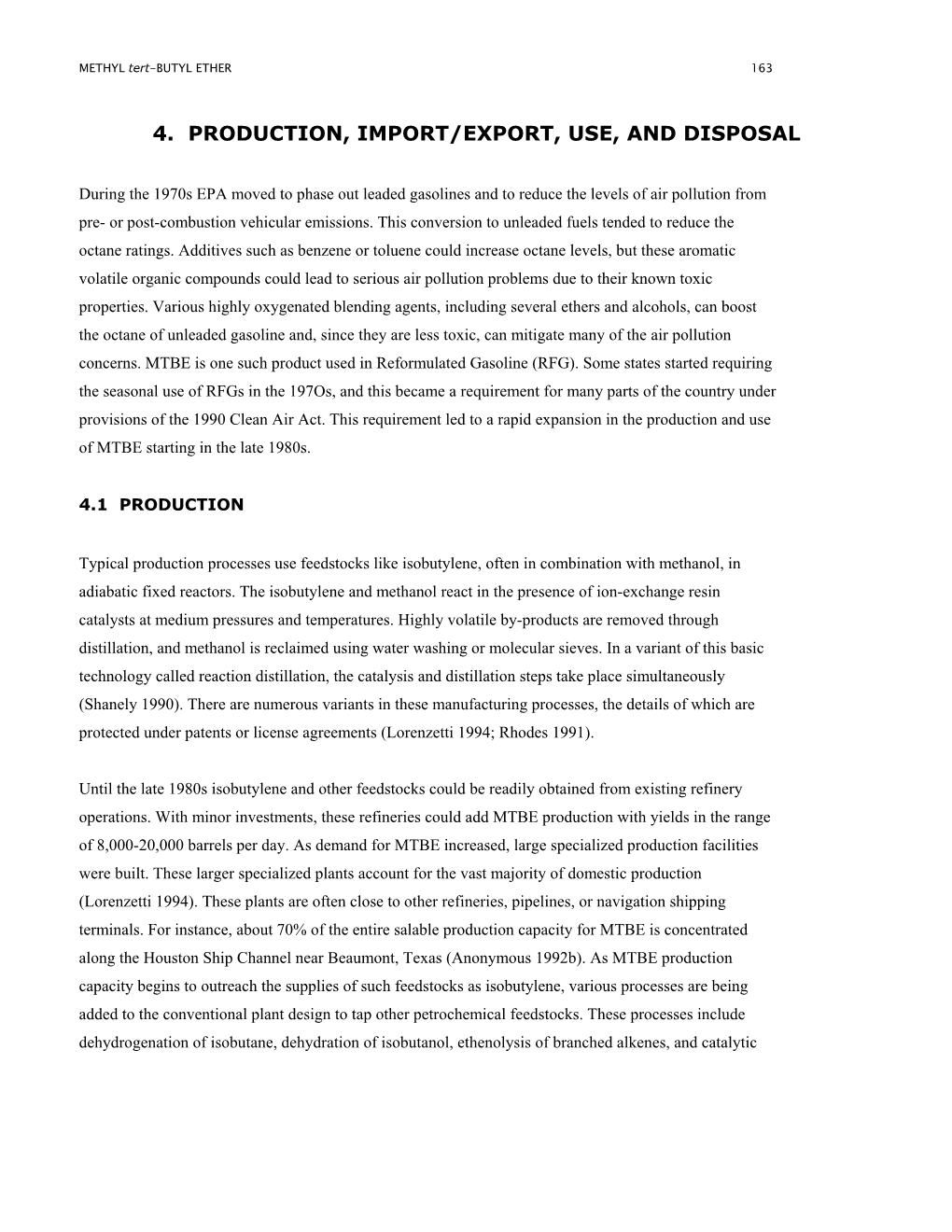 4. Production, Import/Export, Use, and Disposal