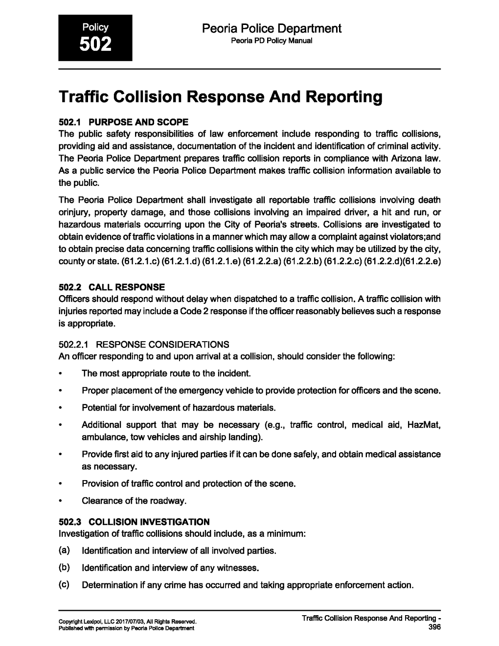 Traffic Collision Response and Reporting