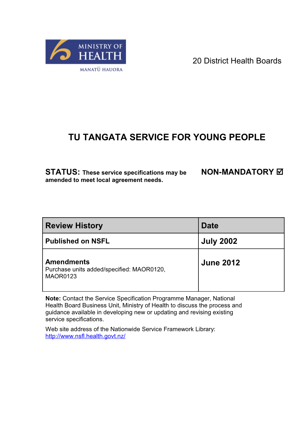 Tu Tangata Service for Young People