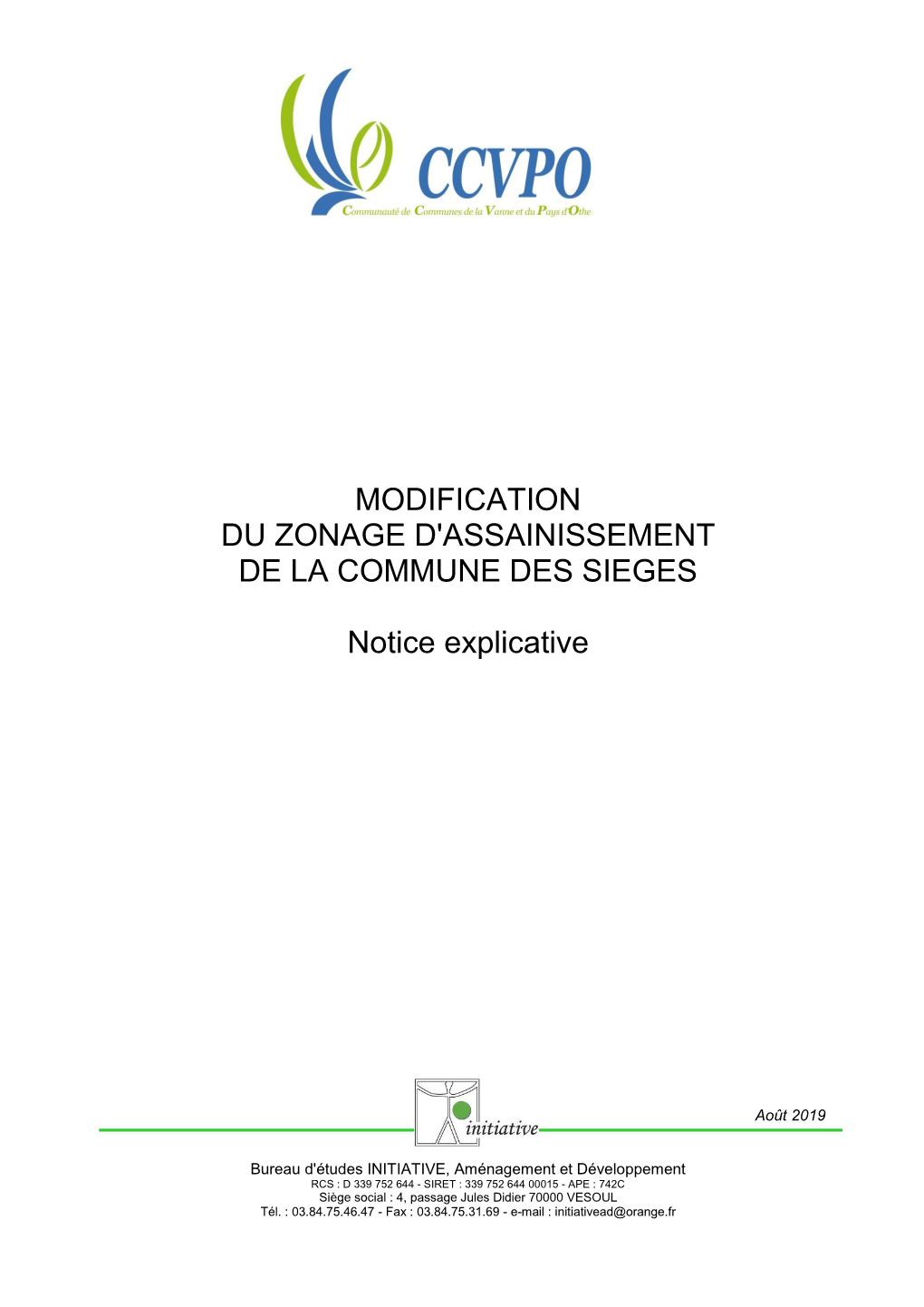 Modification Du Zonage D'assainissement De La Commune Des Sieges