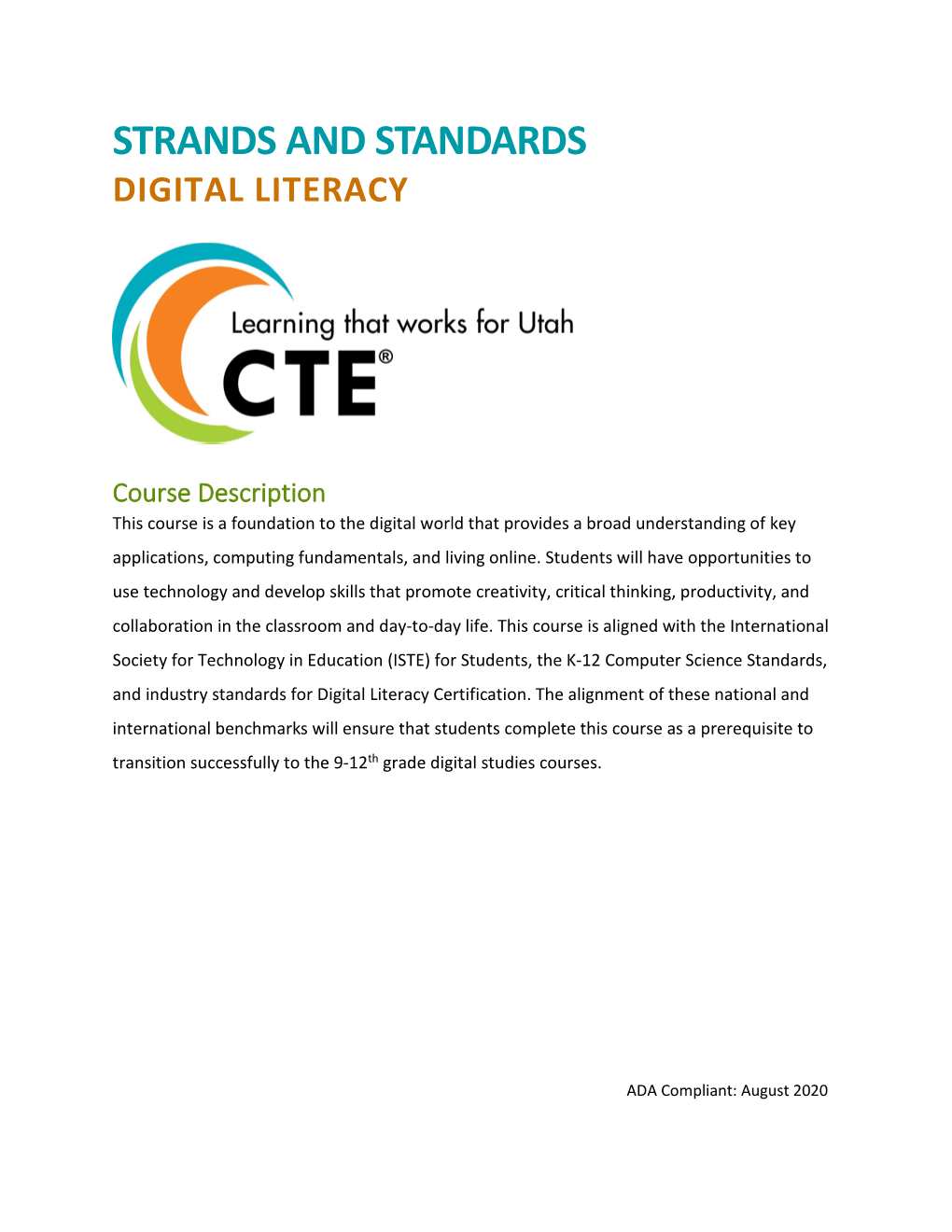 Digital Literacy Strands and Standards