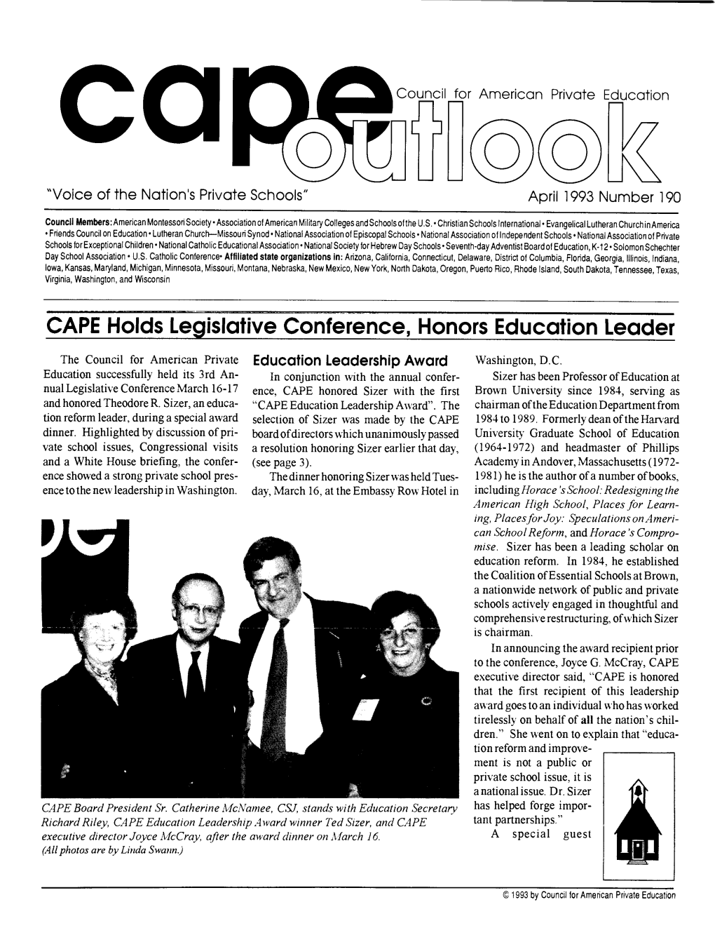 CAPE Holds Legislative Conference, Honors Education Leader