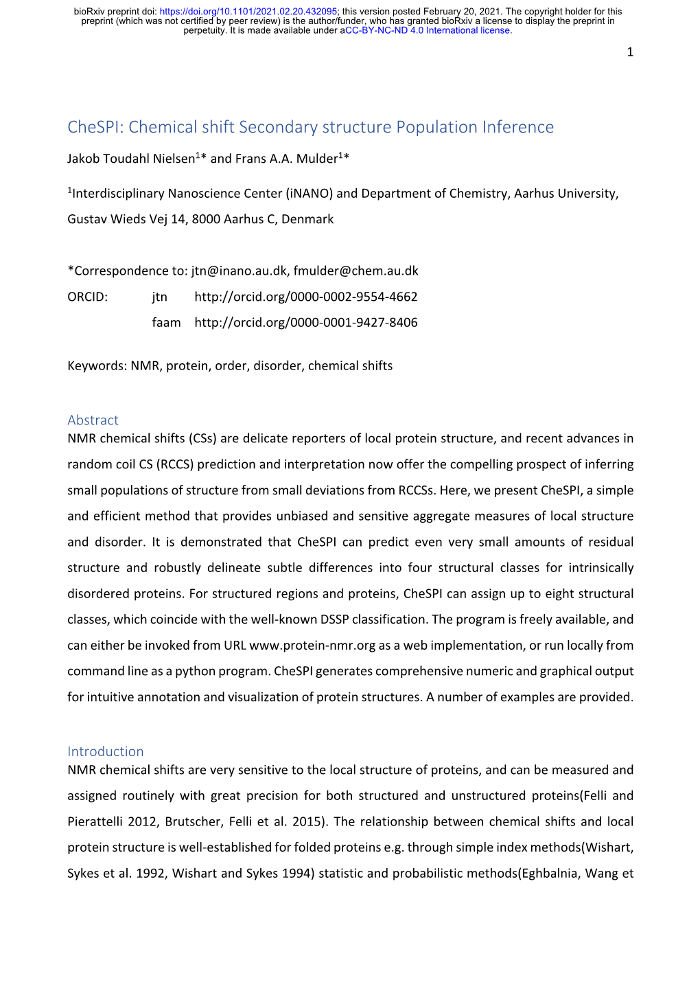 Chemical Shift Secondary Structure Population Inference