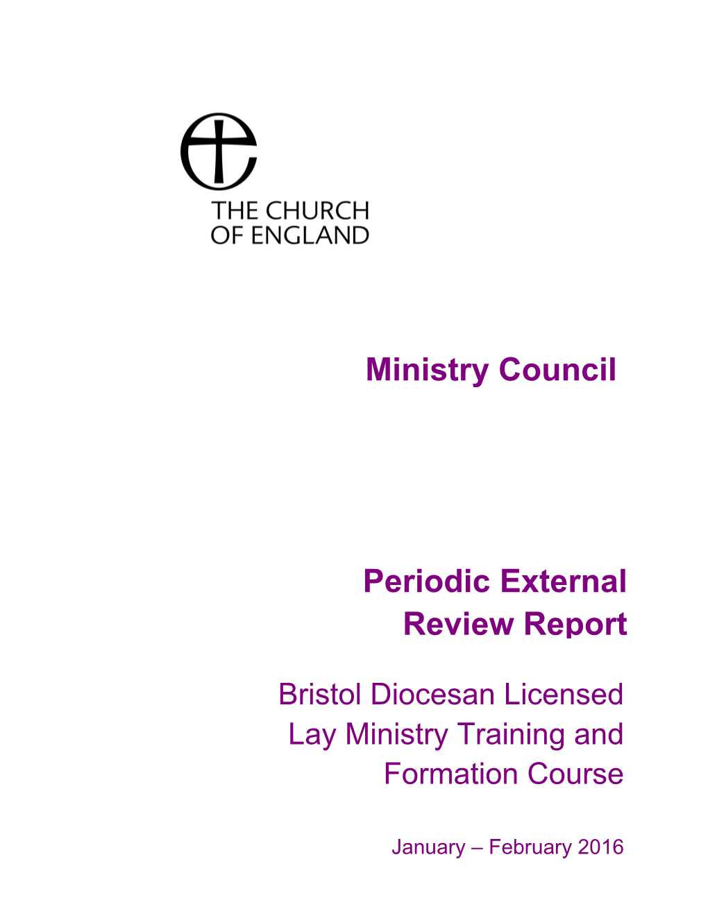 Ministry Council Periodic External Review Report