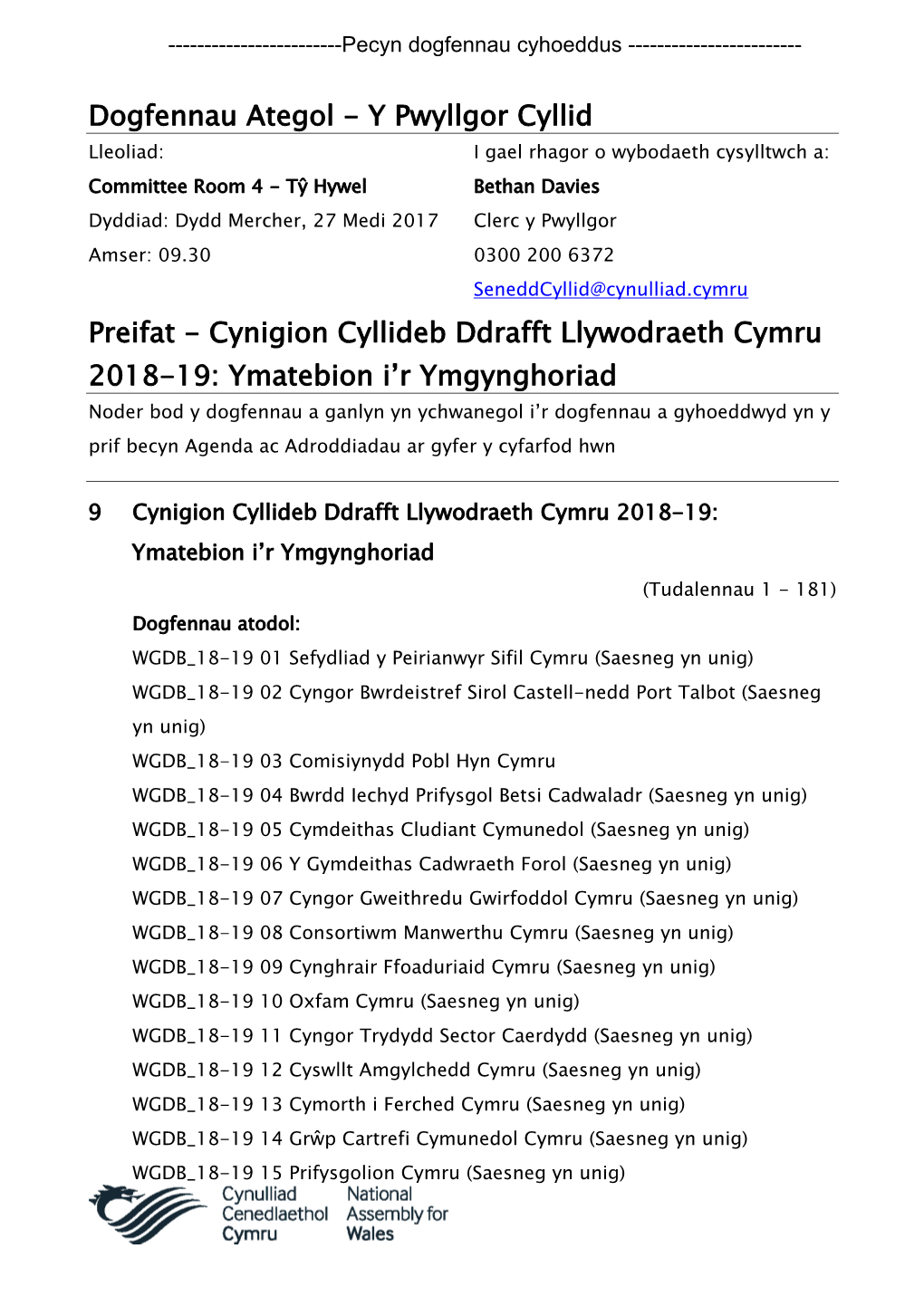 (Public Pack)Cynigion Cyllideb Ddrafft Llywodraeth Cymru 2018-19