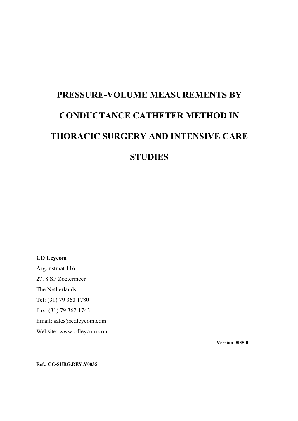 Pressure-Volume Measurements By