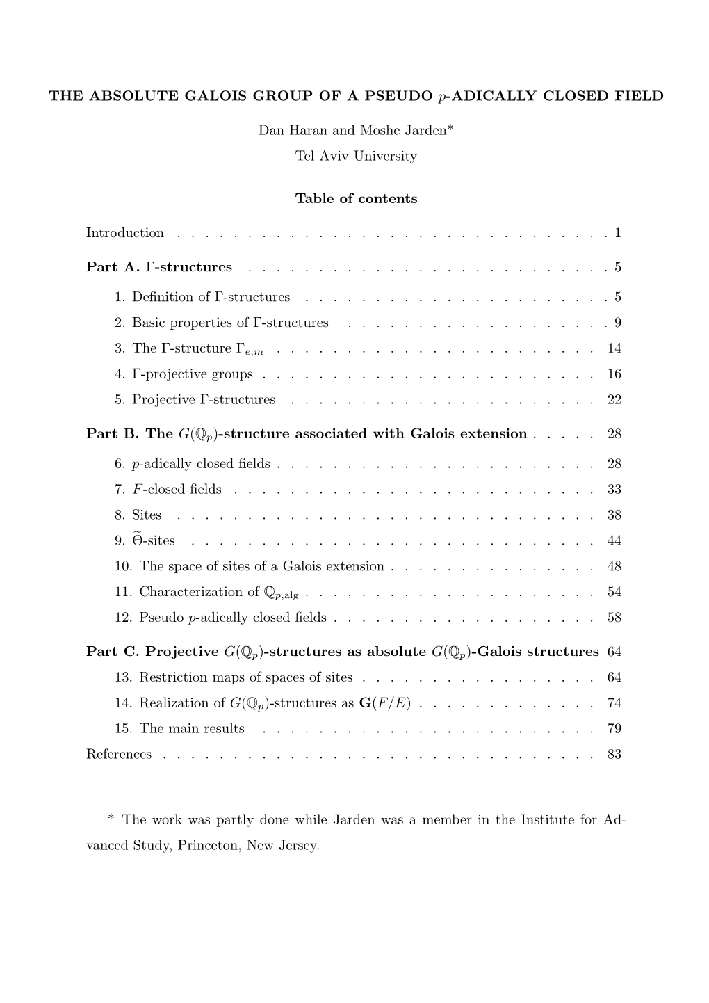 ABSOLUTE GALOIS GROUP of a PSEUDO P-ADICALLY CLOSED FIELD