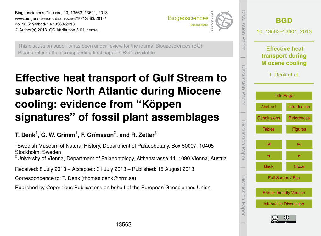 Effective Heat Transport During Miocene Cooling