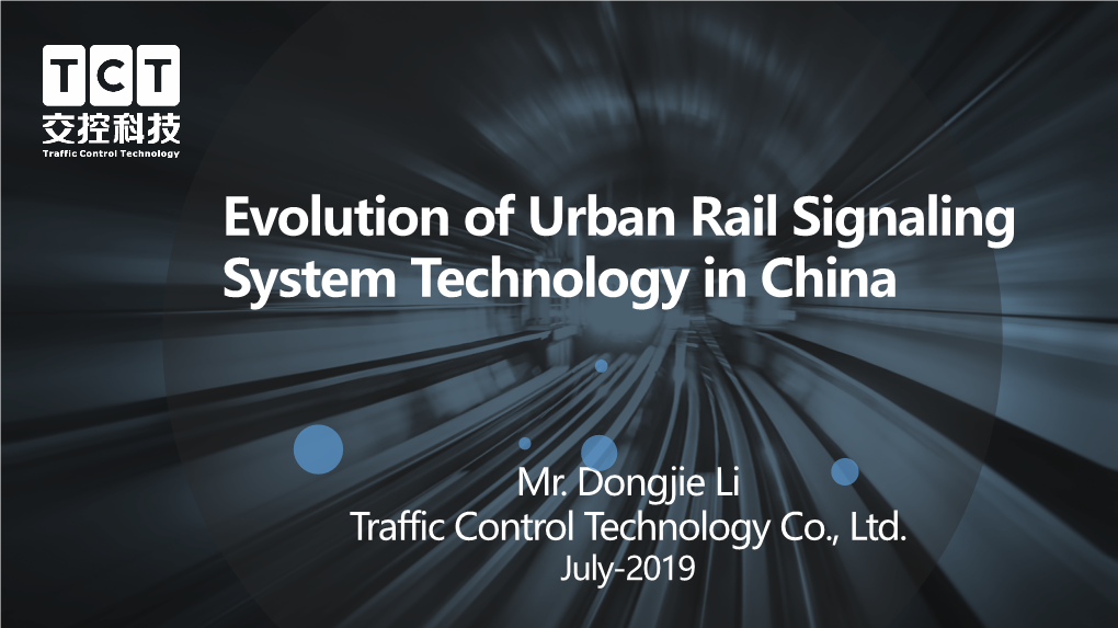 Evolution of Urban Rail Signaling System Technology in China