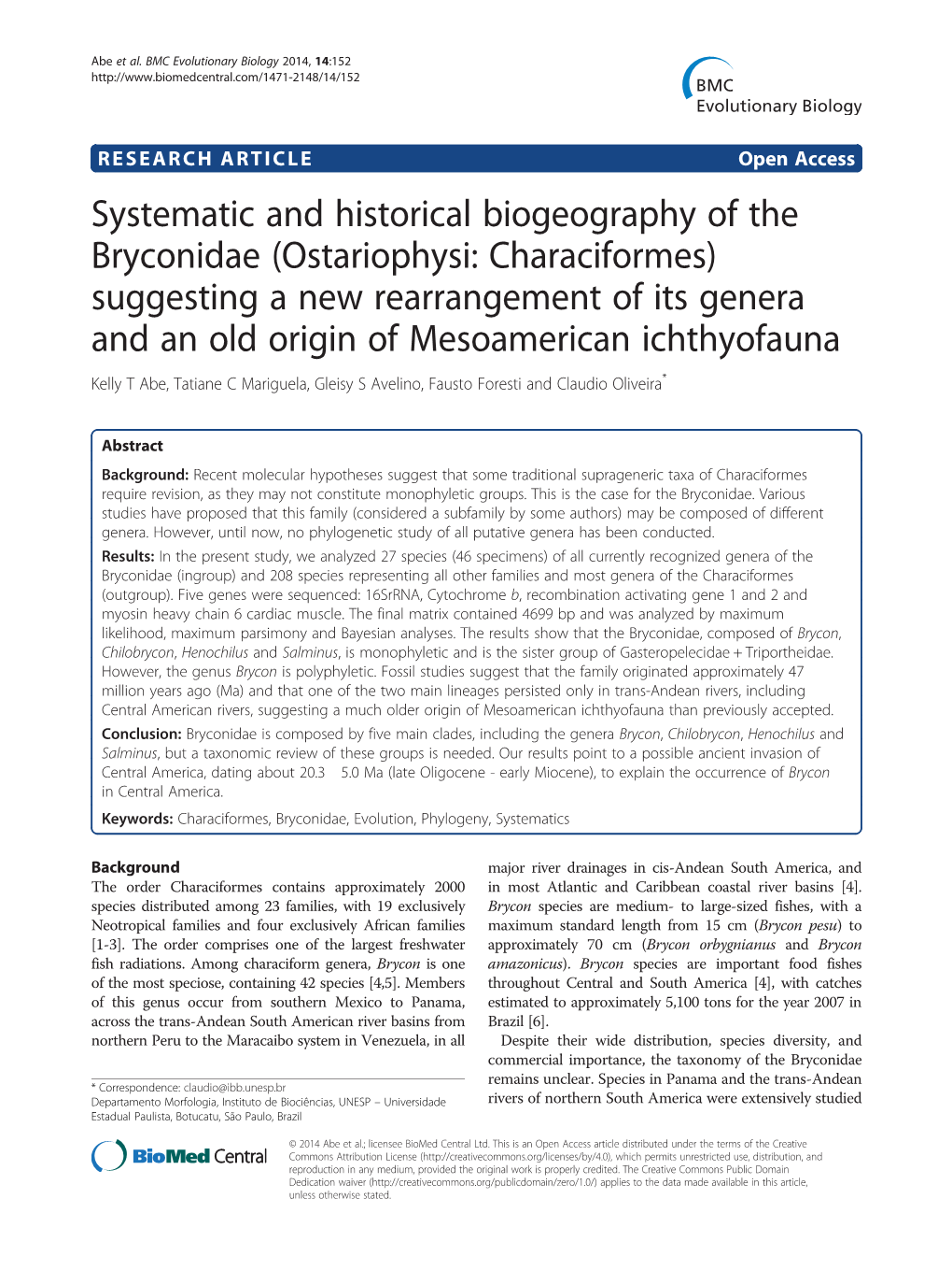 BMC Evolutionary Biology, 2014, 14