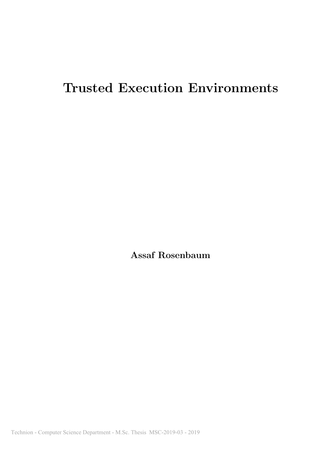 Trusted Execution Environments