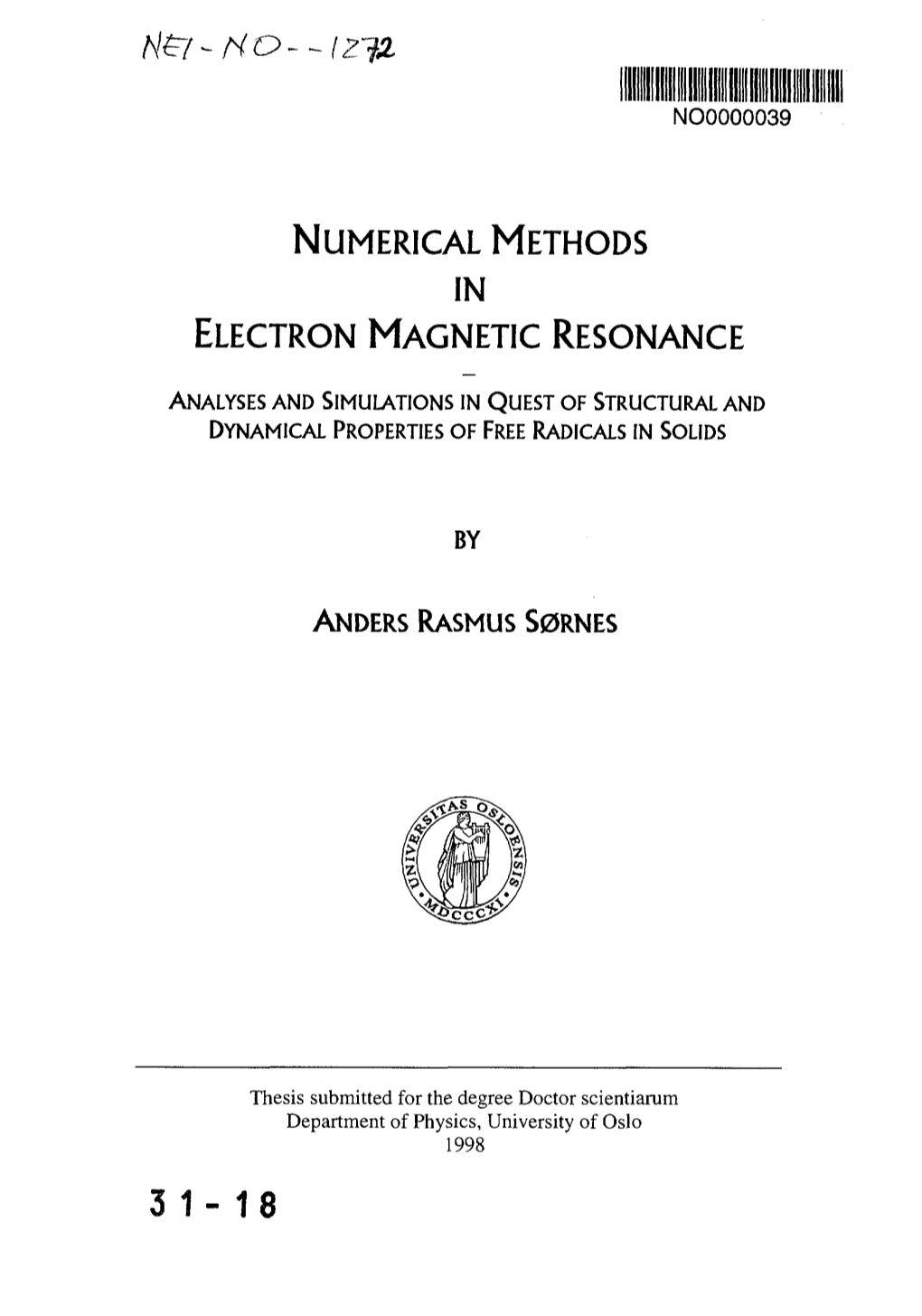 Numerical Methods in Electron Magnetic Resonance