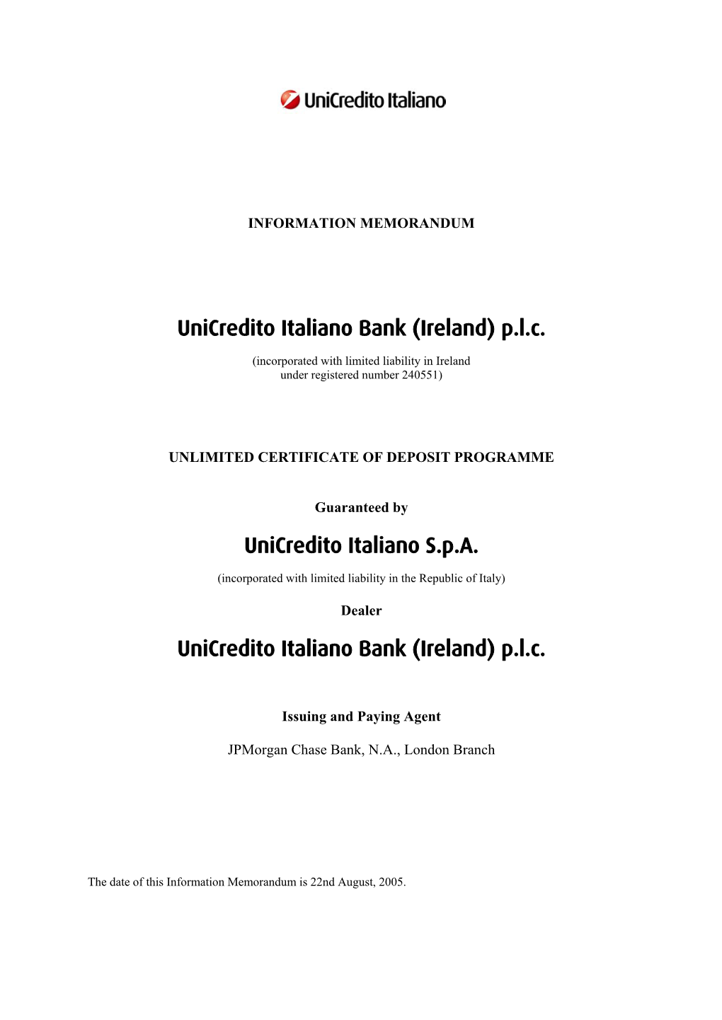 Unicredito Italiano Bank (Ireland) P.L.C