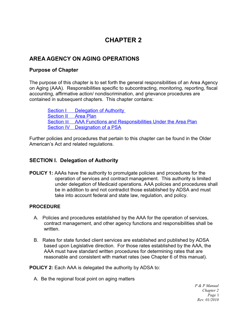 Chapter 2 Area Agency on Aging Operations